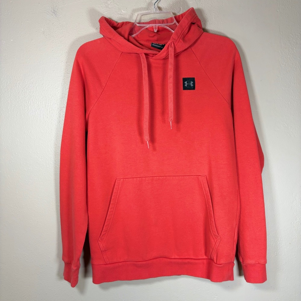 Under Armour Womens Rival Fleece Hoodie Red Orange Pullover 1320736 Small